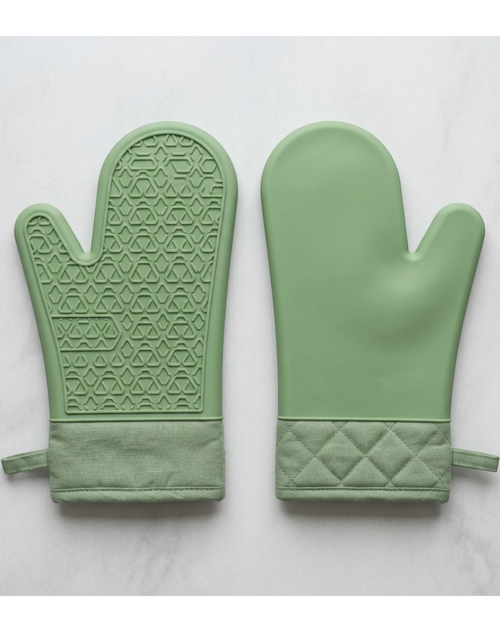 Tastyly Textured Silicone Oven Mitts Pair 13 in Sage Green
