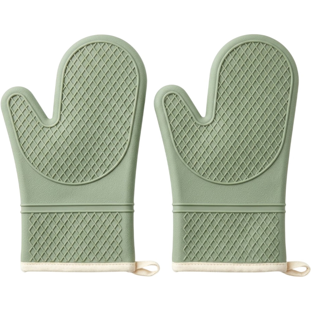 Tastyly Textured Silicone Oven Mitts Pair 13 in Sage Green