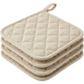 Tastyly Quilted Pot Holder Set Cotton Fabric 4-Pack Oatmeal