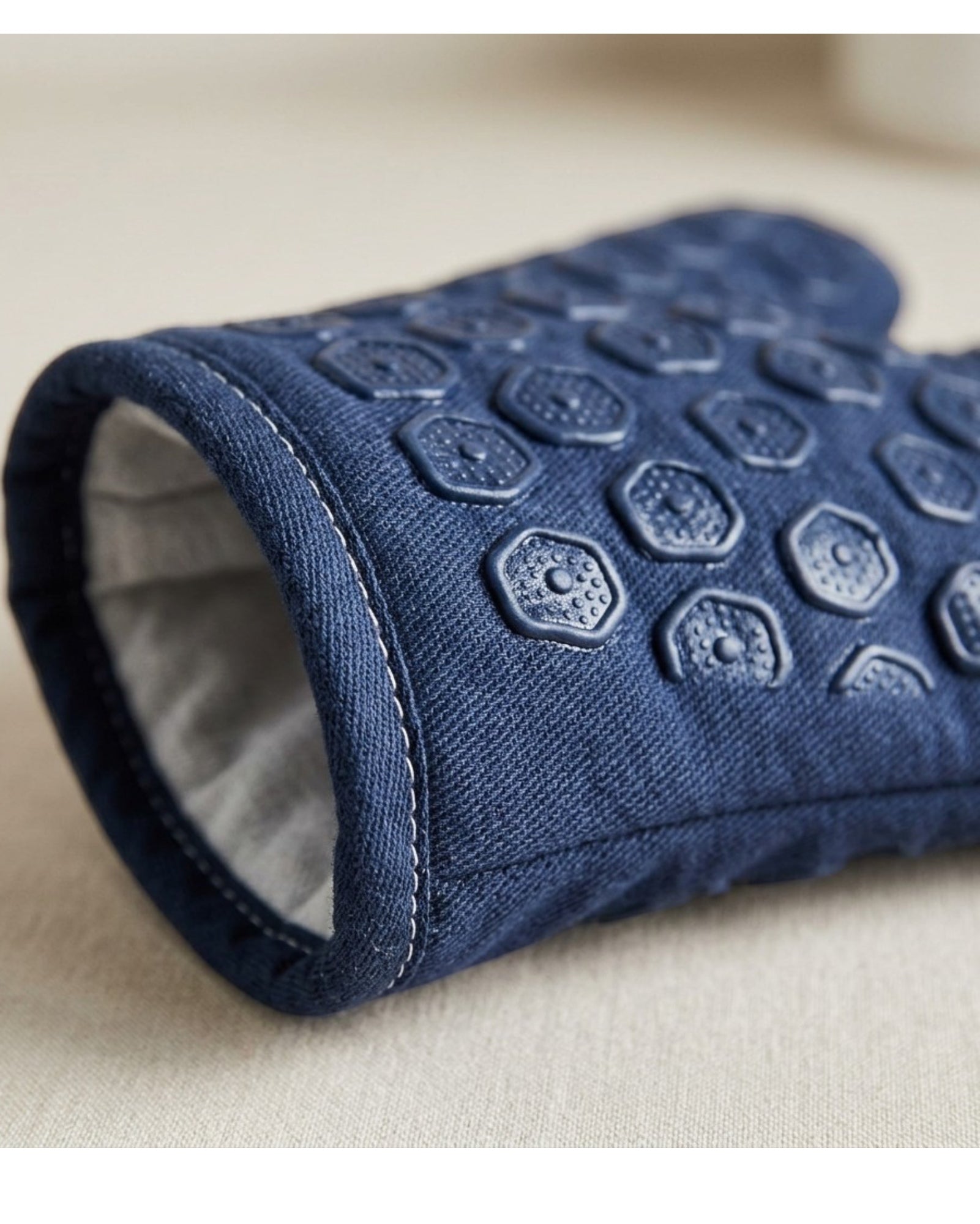 Tastyly Long Cuff Oven Gloves Cotton Silicone Grip Navy