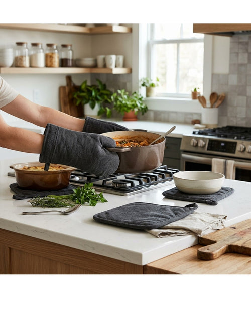 Tastyly Kitchen Mitt and Trivet Set 3-Piece Charcoal
