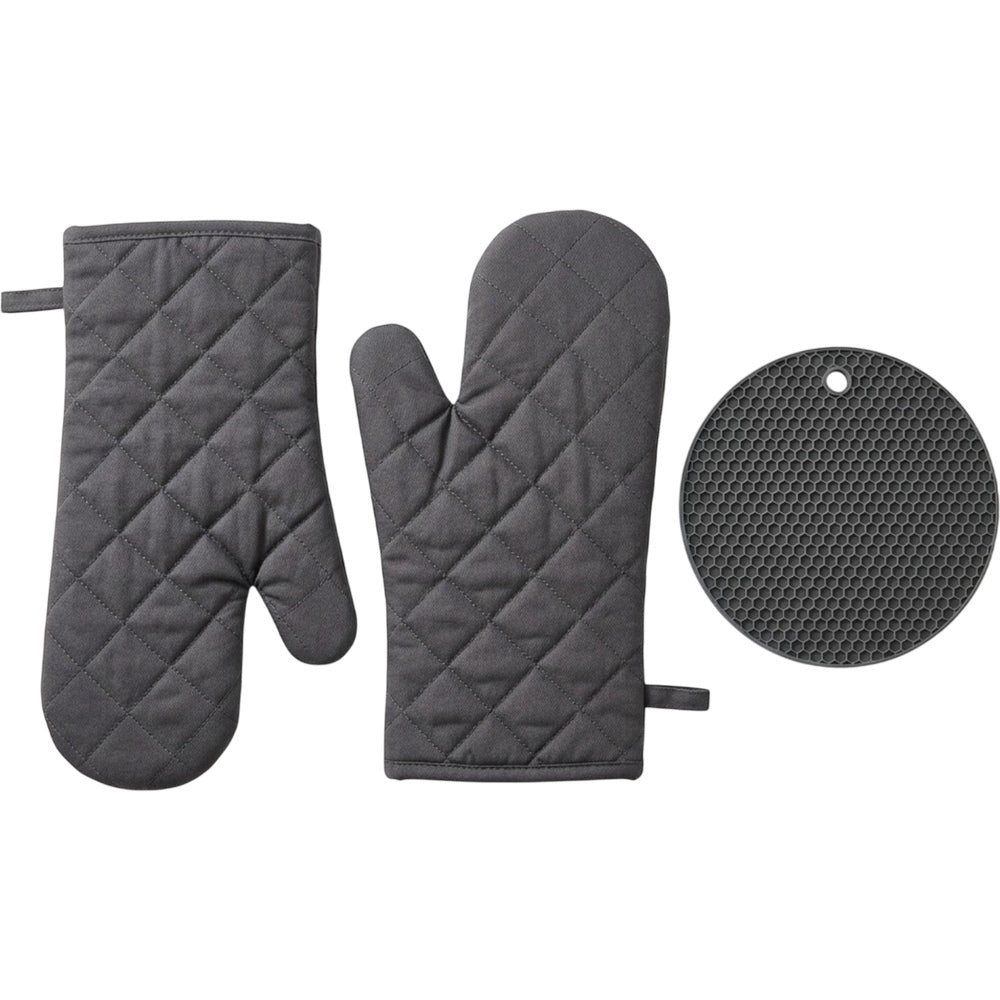 Tastyly Kitchen Mitt and Trivet Set 3-Piece Charcoal