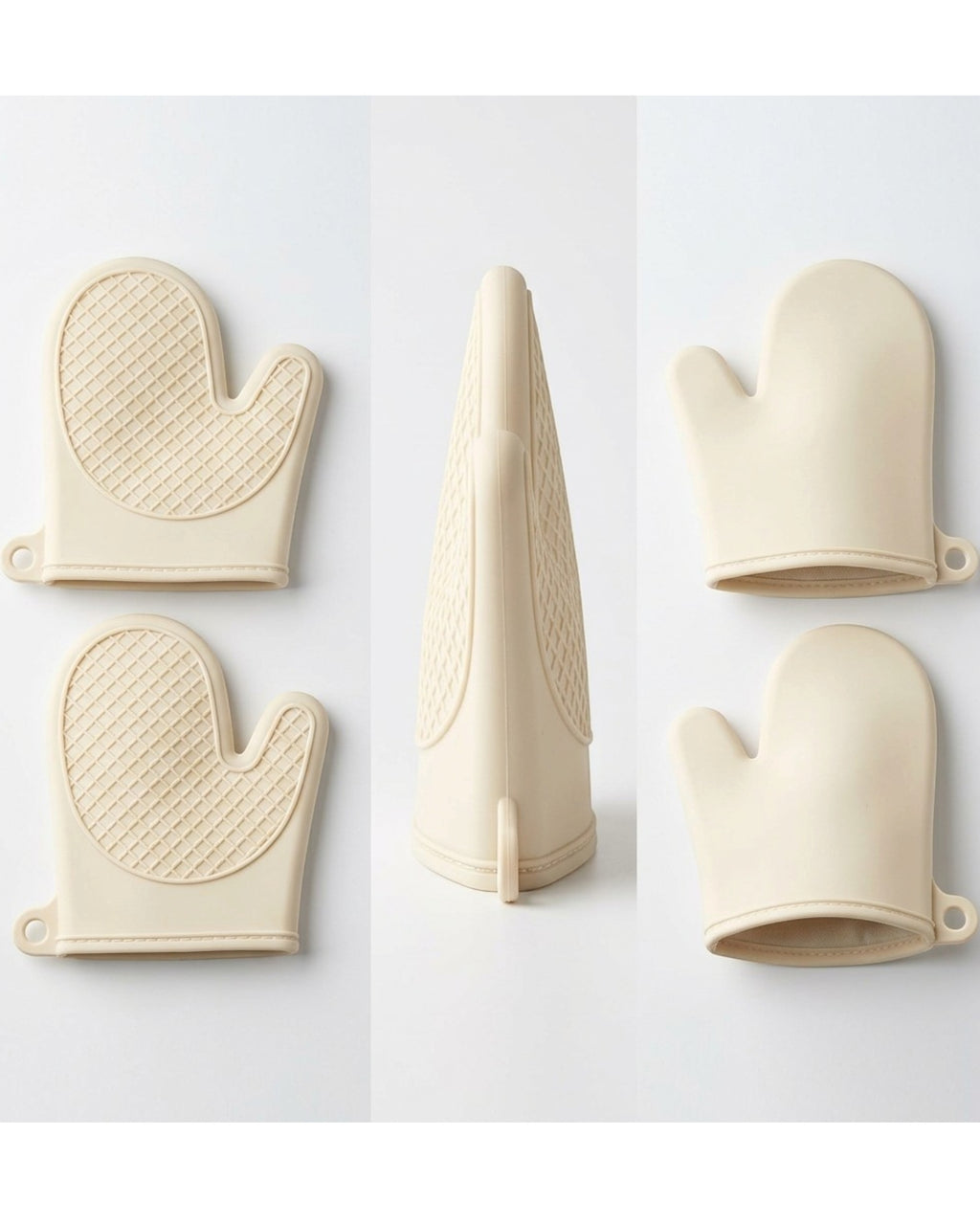 Tastyly Waterproof Silicone Pinch Mitts 2-Pack Cream