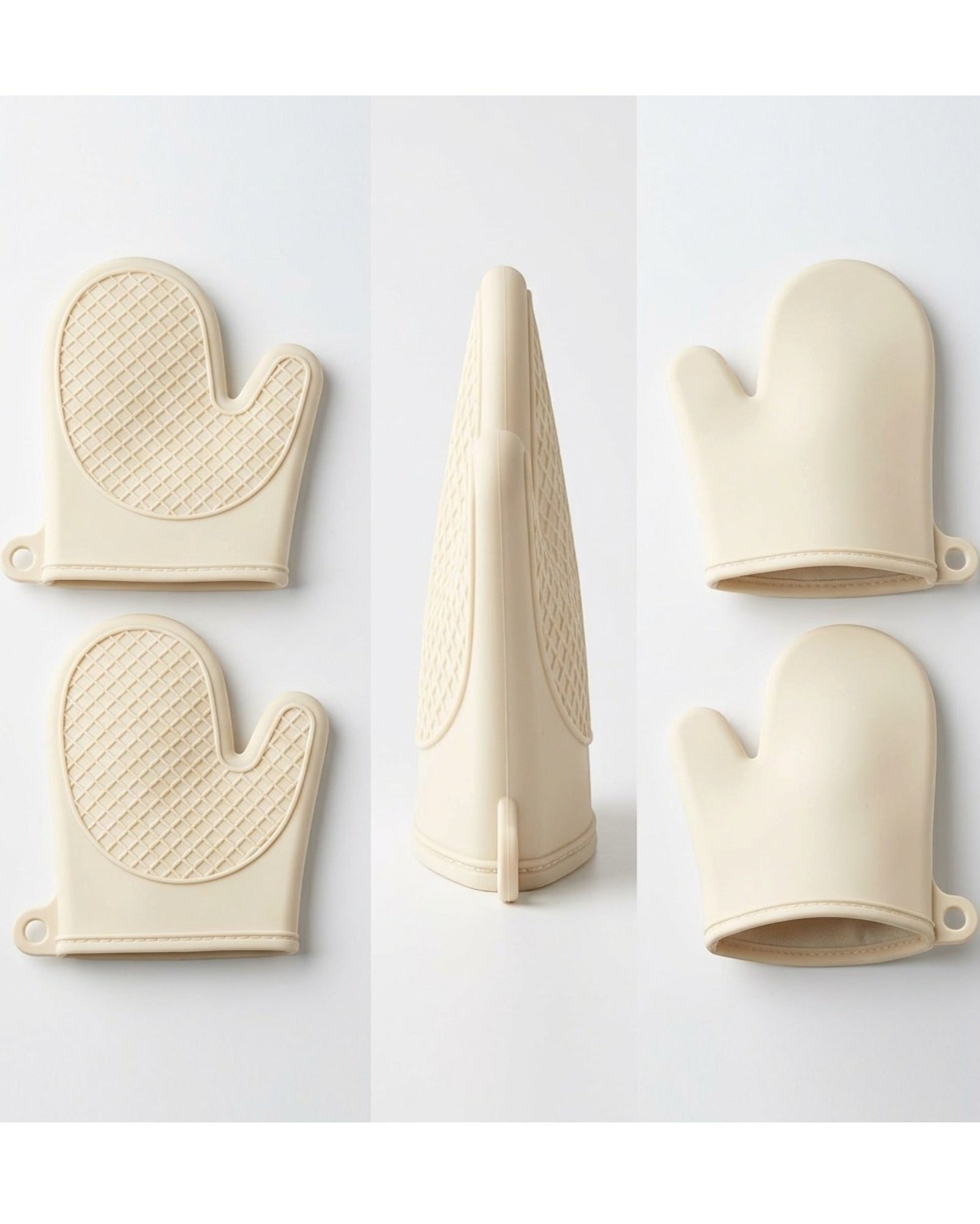 Tastyly Waterproof Silicone Pinch Mitts 2-Pack Cream