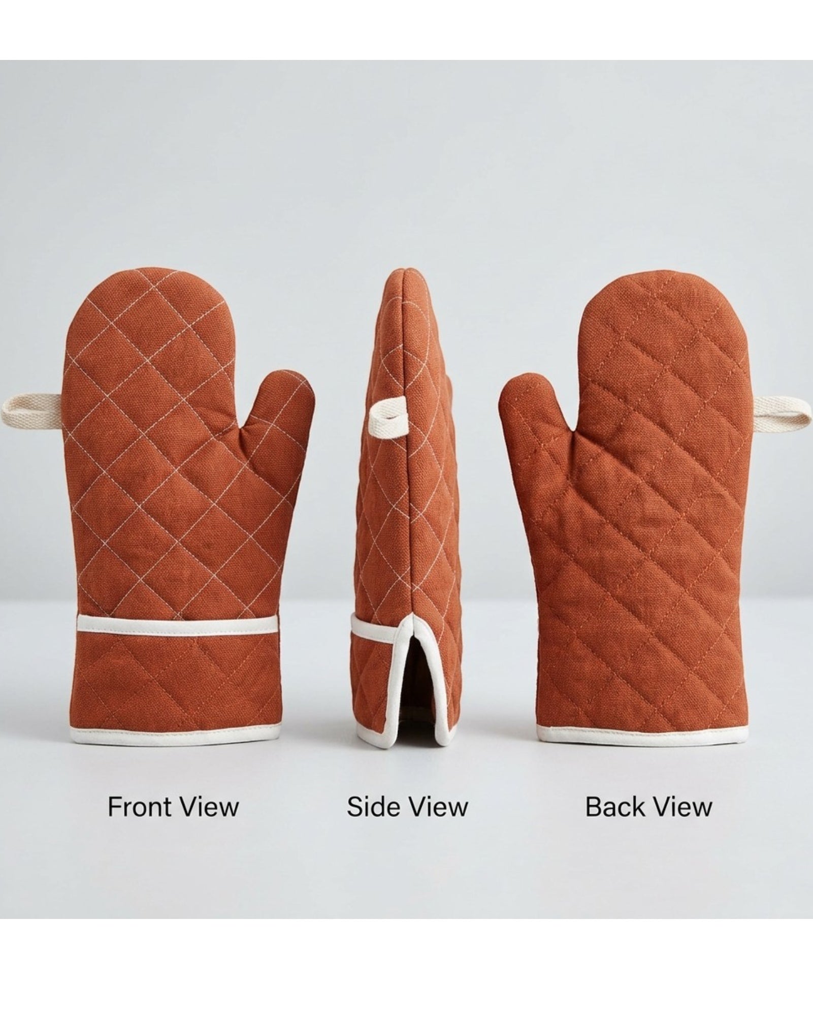 Tastyly Cotton Oven Mitts with Hanging Loop 2-Pack Rust
